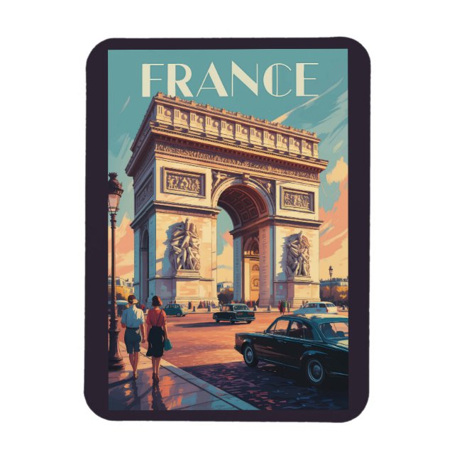 France Arc de Triomphe Travel Art Vintag Magnet (Vertikal)