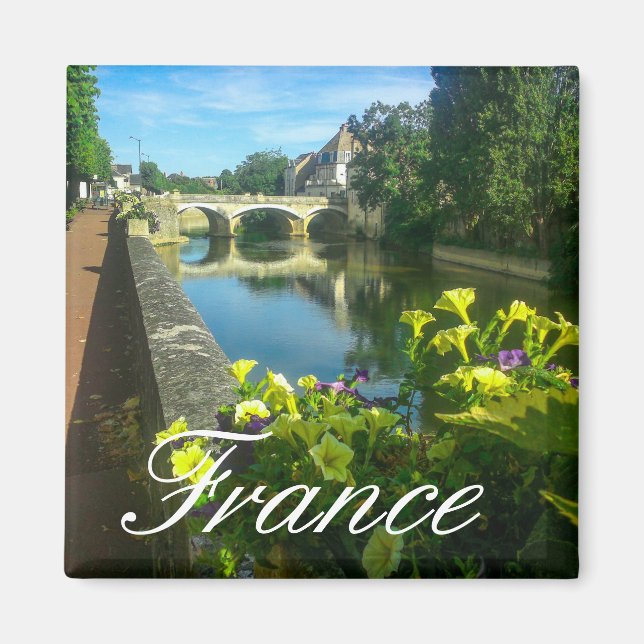 France Architecture Cityscape Street Stone Bridge Magnet (Vorne)