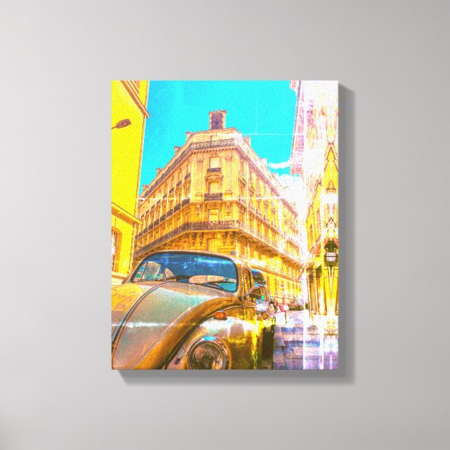 France Architecture French Street Old Car Paris Leinwanddruck (Vorderseite)