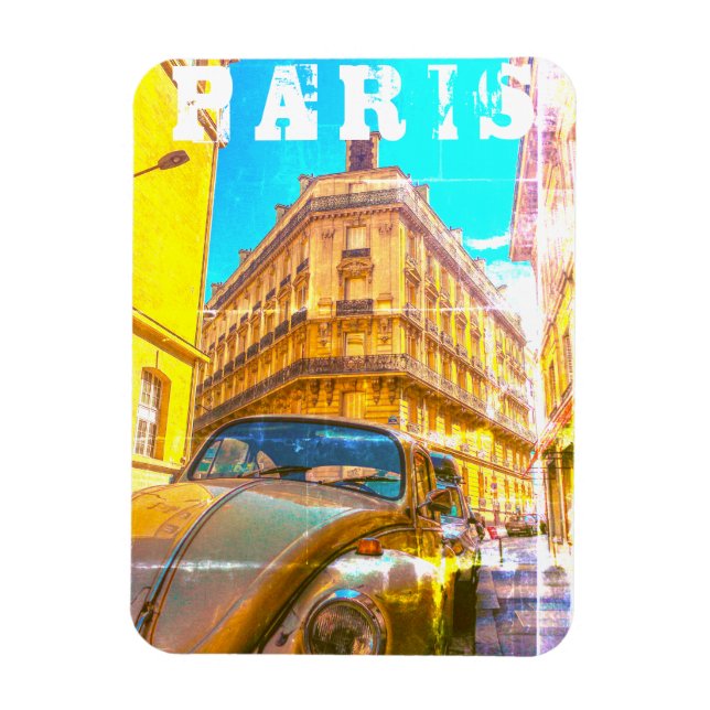 France Architecture French Street Old Car Paris Magnet (Vertikal)