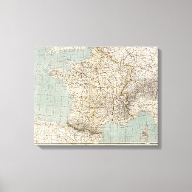 France Atlas Map Leinwanddruck (Vorderseite)