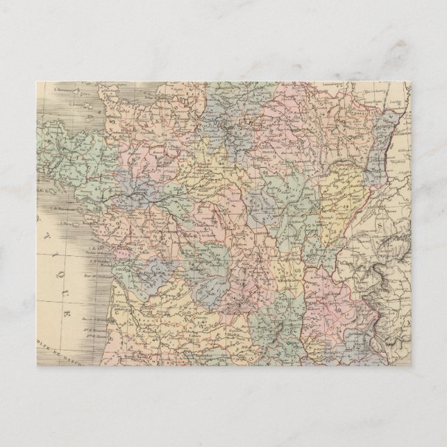 France Atlas Map Postkarte (Vorderseite)