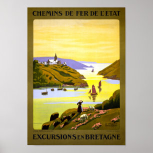 France Bretagne Vintage Travel Poster Zurück