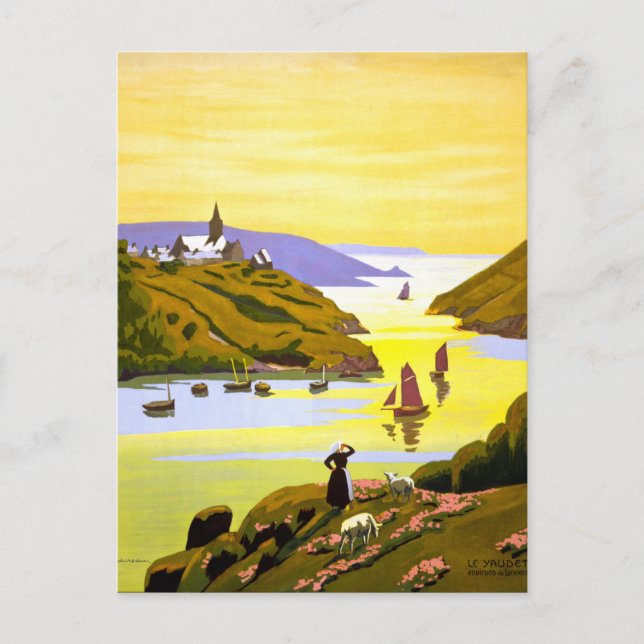 France Bretagne Vintage Travel Poster Zurück Postkarte (Vorderseite)
