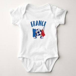 France Dabbing Soccer Ball Flag Baby Strampler