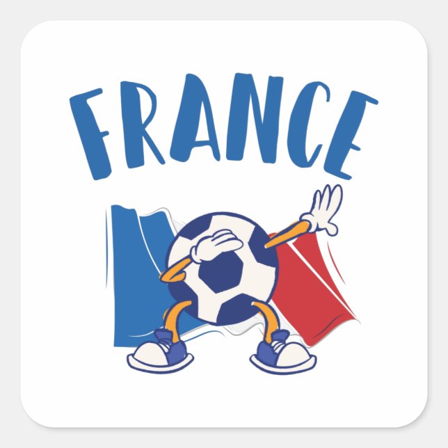 France Dabbing Soccer Ball Flag Quadratischer Aufkleber (Vorderseite)