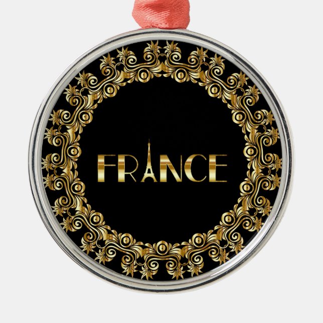 France, Eiffel Tower, Gold Design Ornament Aus Metall (Vorne)