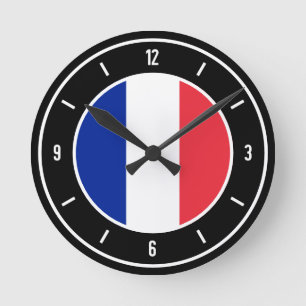 France Flag Elegant Runde Wanduhr