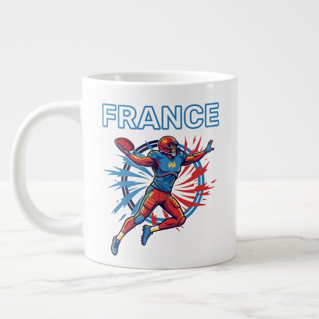 France Football Dynamic Quarterback Patriotic Art Jumbo-Tasse (Links)