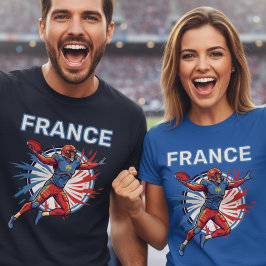 France Football Dynamic Quarterback Patriotic Art T-Shirt