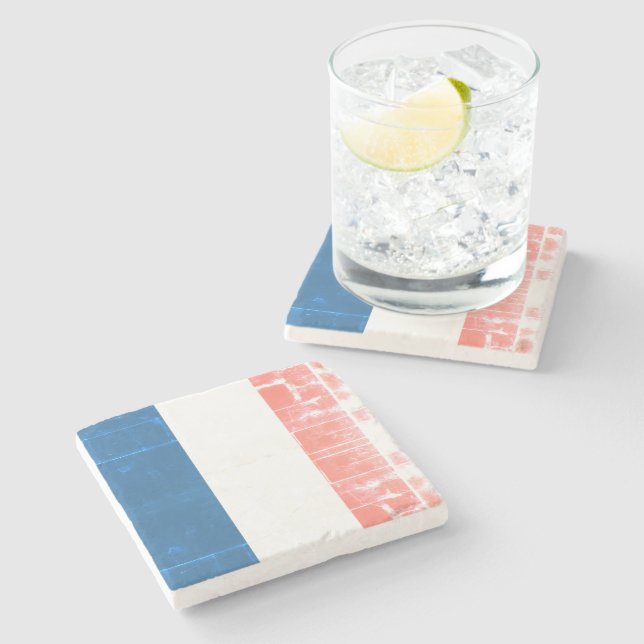 France – French-flag – Drapeau France – shabby Steinuntersetzer (Seitenansicht)