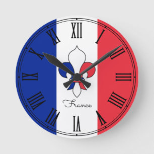France & French Flag patriots / wall clock Runde Wanduhr