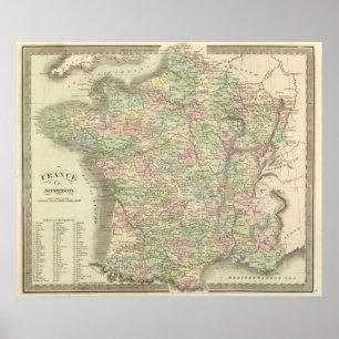 France in Departments Poster