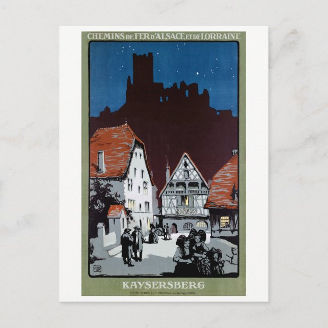 France Kaysersberg Restured Vintage Travel Poster Postkarte (Vorderseite)