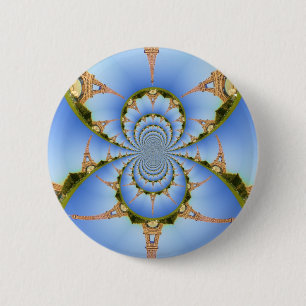 France Paris Eiffel Tower Kaleidoscope Blue Lovely Button