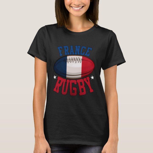 France Rugby Sports Player French Fan T-Shirt (Vorderseite)