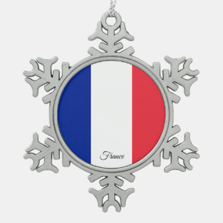 France snowflake, French Flag Schneeflocken Zinn-Ornament