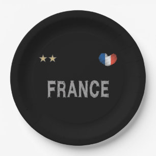 France Soccer Football Fan Shirt Herz Pappteller
