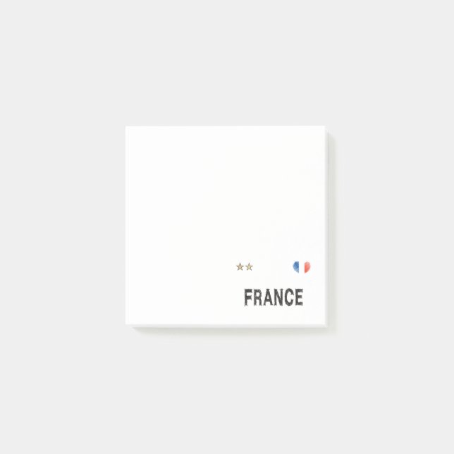 France Soccer Football Fan Shirt Herz Post-it Klebezettel (Vorderseite)