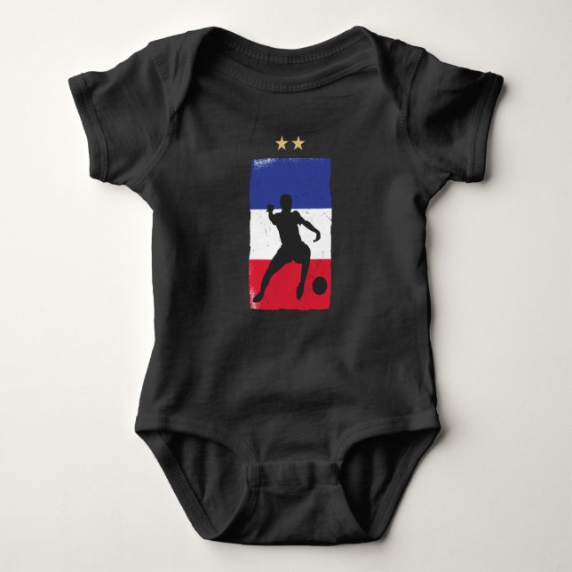 France Soccer Jersey Football Fan Französische Fla Baby Strampler (Vorderseite)