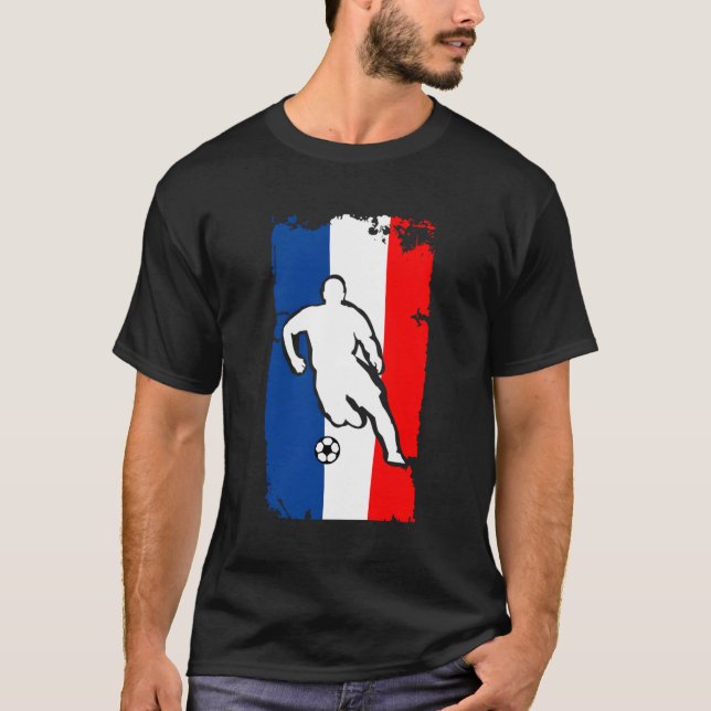 France Soccer Jersey Französischer Flaggenfußball  T-Shirt (Vorderseite)