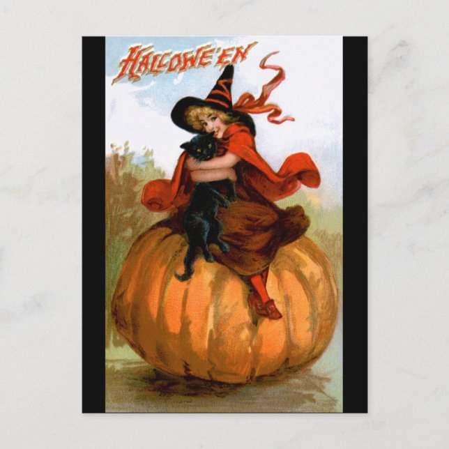 Frances Brundage: Halloween Hexe Postkarte (Vorderseite)