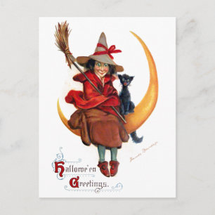 Frances Brundage: Hexe auf Sichelmond Postkarte