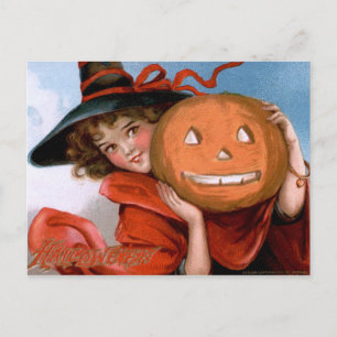 Frances Brundage: Hexe mit Jack O'Lantern Postkarte