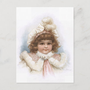 Frances Brundage - Kleines Mädchen mit Pelzkragen Postkarte