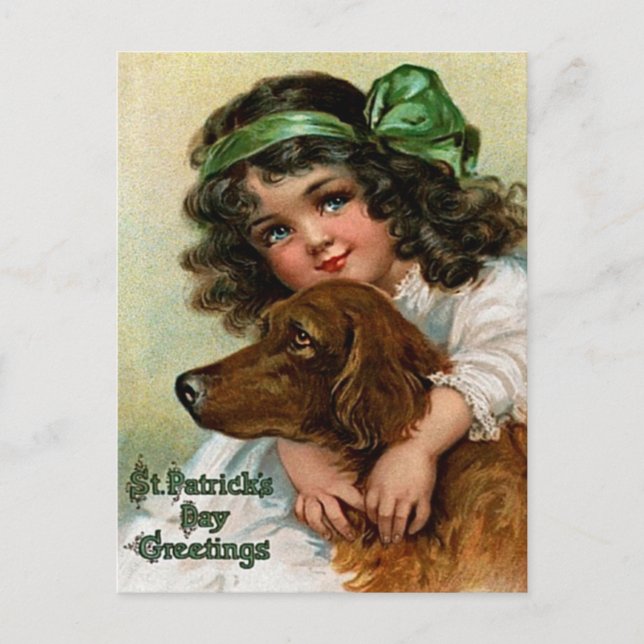 Frances Brundage: Mädchen mit Hund Postkarte (Vorderseite)