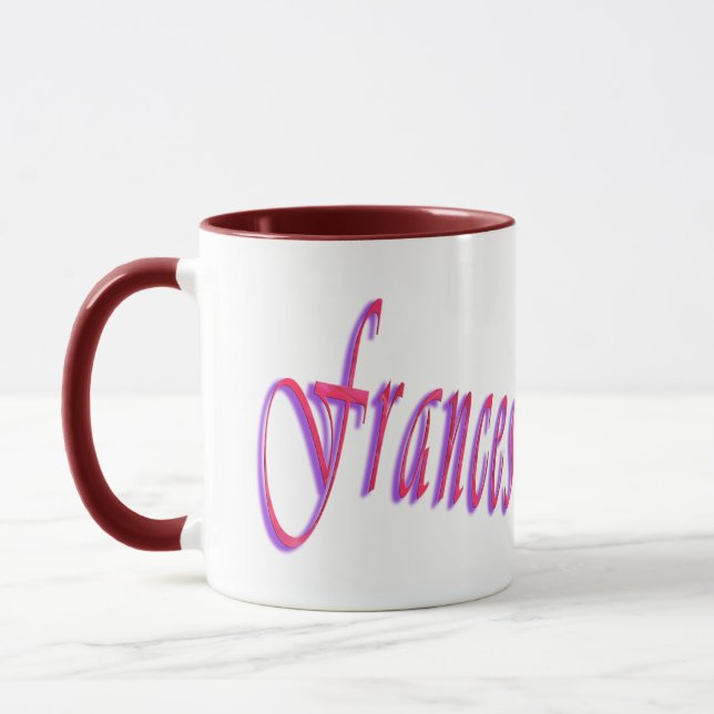 Frances, Name Logo, Maroon Combo Kaffee Tasse (Links)