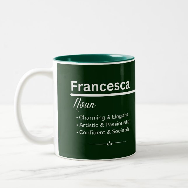 Francesca Personalized Name Coffee Mug Zweifarbige Tasse (Links)