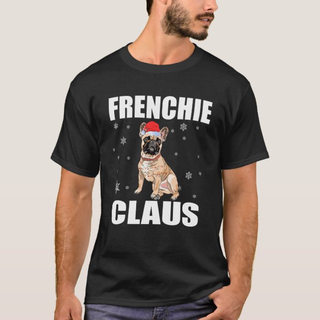 Franchie Claus Niedlich Santa Dog Weihnachtsfeiert T-Shirt (Vorderseite)
