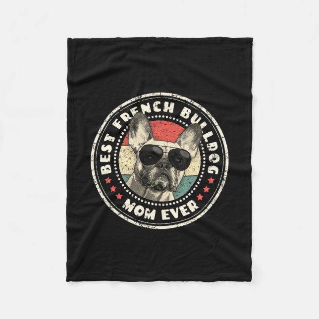 Franchie Mama Ever Retro Französischer Bulldog Lov Fleecedecke (Vorderseite)
