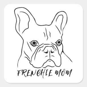 Franchie Mama handGezeichnet Bulldogge-Face Quadratischer Aufkleber