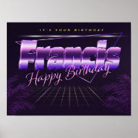 Francis Name Vorname lila retro Poster Geburtstag