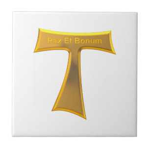 Franciscan Tau Cross Pax Et Bonum Gold Metallic Fliese
