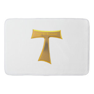 Franciscan Tau Cross Pax und Bonum Gold Metallic Badematte