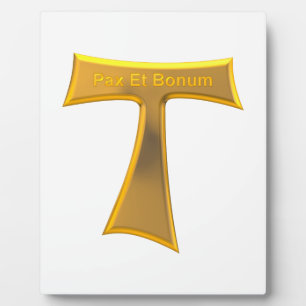 Franciscan Tau Cross Pax und Bonum Gold Metallic Fotoplatte