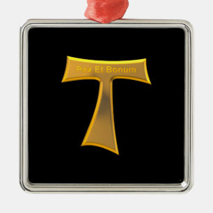 Franciscan Tau Cross Pax und Bonum Gold Metallic Ornament Aus Metall