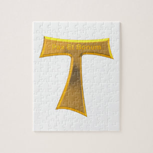 Franciscan Tau Cross Pax und Bonum Gold Metallic Puzzle