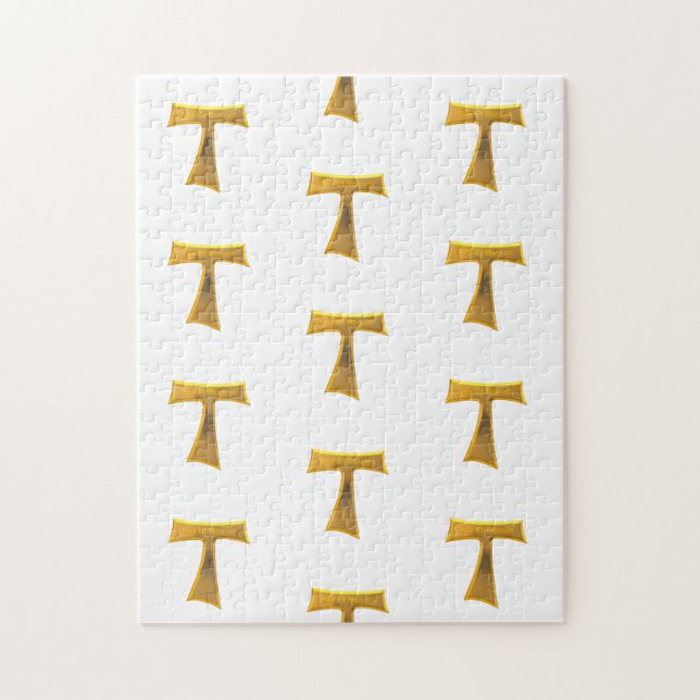 Franciscan Tau Cross Pax und Bonum Gold Metallic Puzzle (Vertikal)