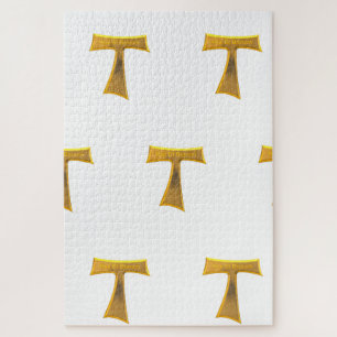 Franciscan Tau Cross Pax und Bonum Gold Metallic Puzzle
