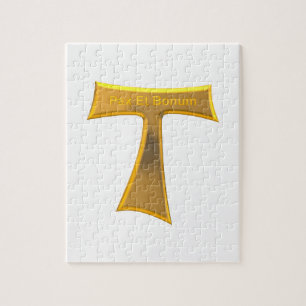 Franciscan Tau Cross Pax und Bonum Gold Metallic Puzzle