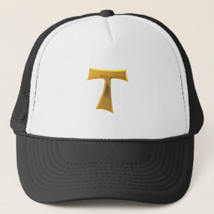 Franciscan Tau Cross Pax und Bonum Gold Metallic Truckerkappe