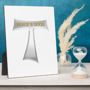 Franciscan Tau Cross Peace und Good Silver & Gold Fotoplatte