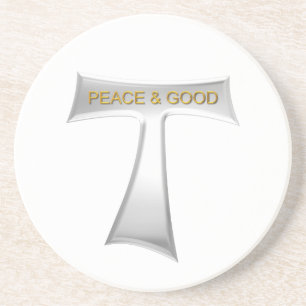 Franciscan Tau Cross Peace und Good Silver & Gold Getränkeuntersetzer
