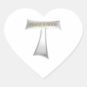 Franciscan Tau Cross Peace und Good Silver & Gold Herz-Aufkleber
