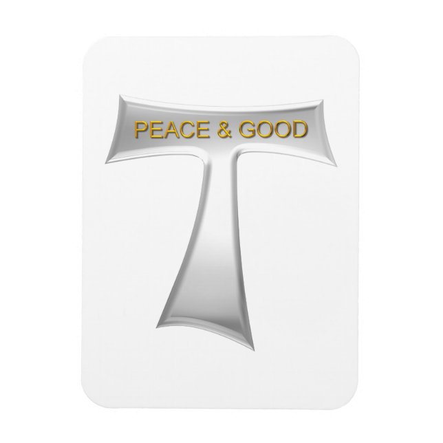 Franciscan Tau Cross Peace und Good Silver & Gold Magnet (Vertikal)
