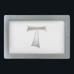 Franciscan Tau Cross Peace und Good Silver & Gold Rechteckige Gürtelschnalle<br><div class="desc">Franziskaner Tau Cross Peace und Good Silver & Gold Feel können die Hintergrundfarbe und/oder andere Optionen über Zazzles großartige Anpassungswerkzeuge ändern.</div>